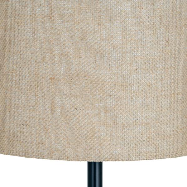 Black Cannon Floor Lamp With Hessian Shade