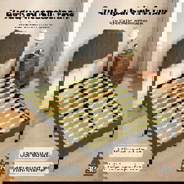 Levede Upholstered Bed Frame Small Double Linen Fabric Modern Platform Base Grey