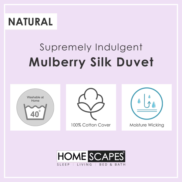 HOMESCAPES Mulberry Silk 13.5 Tog Duvet