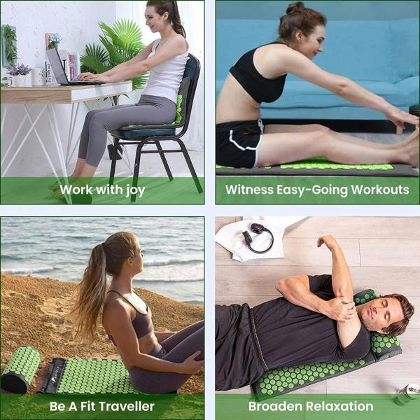 ROMIX Acupressure Mat and Pillow Set with Carry Bag, Spike Massage Mat for Back, Neck and Feet Relaxation