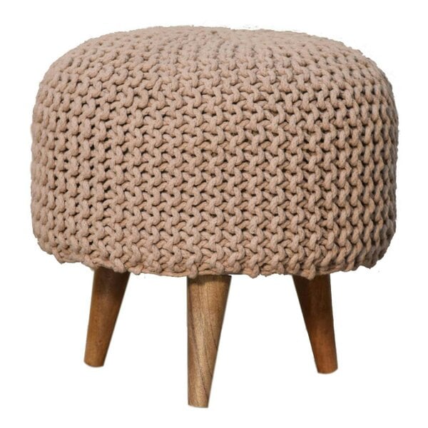 Wyld Haus Mantua Beige Woven Round Footstool