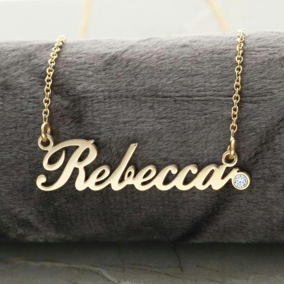 Christopher James of London 9ct Yellow Gold Carrie Style Personalised Name Necklace With Diamond