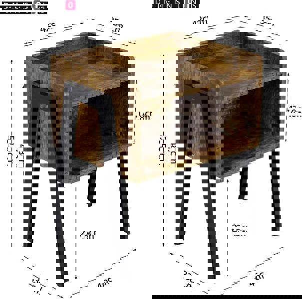 Modcraft Industrial Rustic Bedside Table Stackable 2 Tier Side Table with Storage Shelf Brown