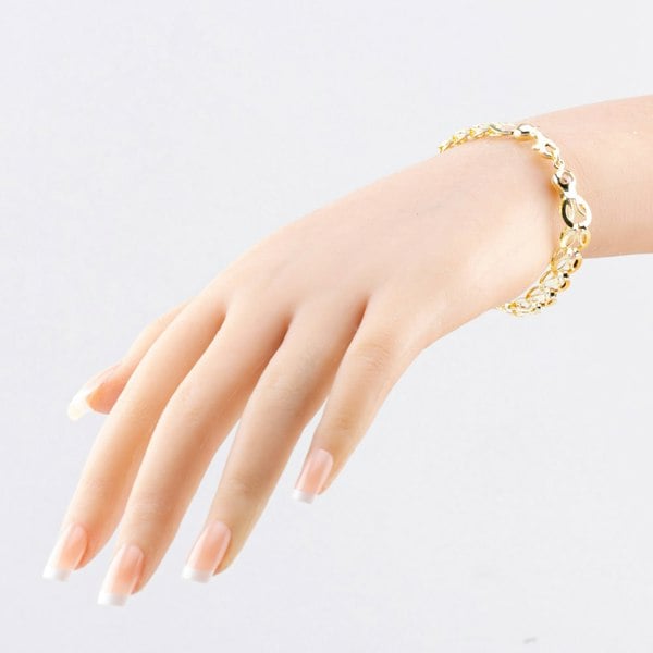 T. H. Baker 9ct Yellow Gold 7.5 Inch Stamped Shell Link Bracelet HSLB-850-9Y-7.5