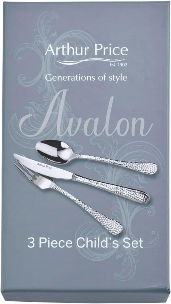 Arthur Price 'Avalon' Stainless Steel Gift Boxed Cutlery Childrens Set Knife Fork Spoon