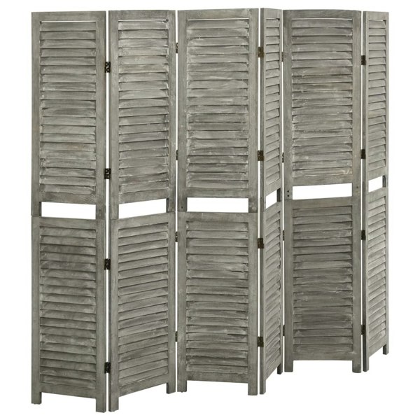 Berkfield 6-Panel Room Divider Grey 214x166 cm Solid Wood