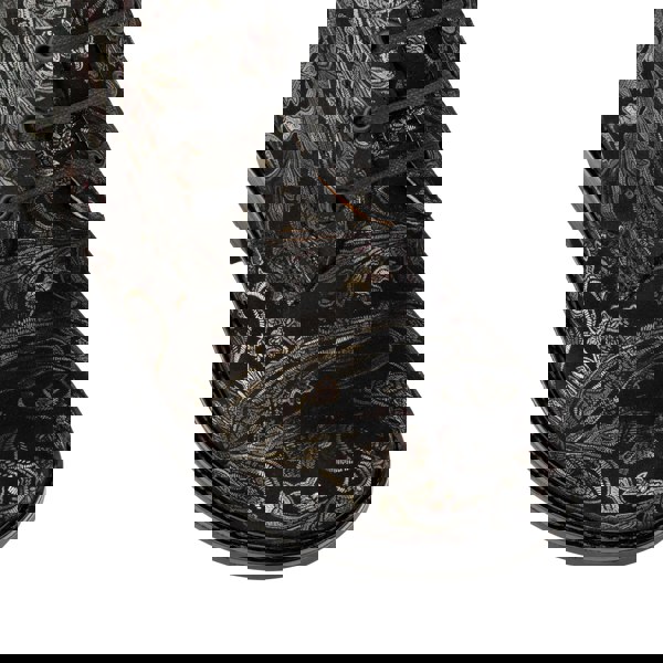 Embassy London Laviva High - Black & Gold & Burgundy - Women's wide fitted leather higher ankle boot wool lined