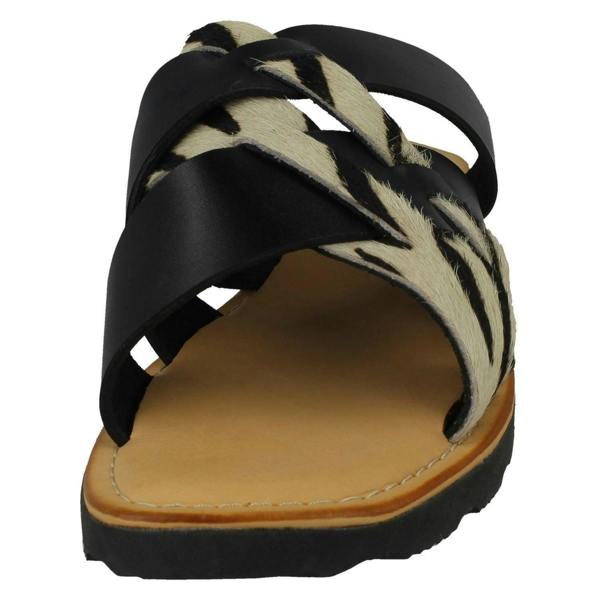 Leather Collection Ladies Leather Collection Zebra Print Mules F00351