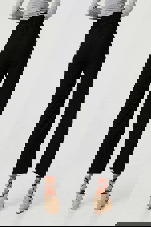 Black | High Waist Drawstring Wide Trousers