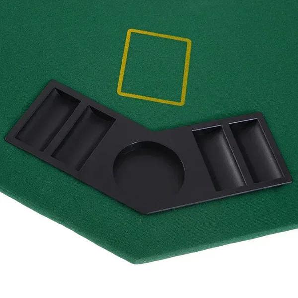 Green felt corner with black chip cup holder tray insert and outlined card slot