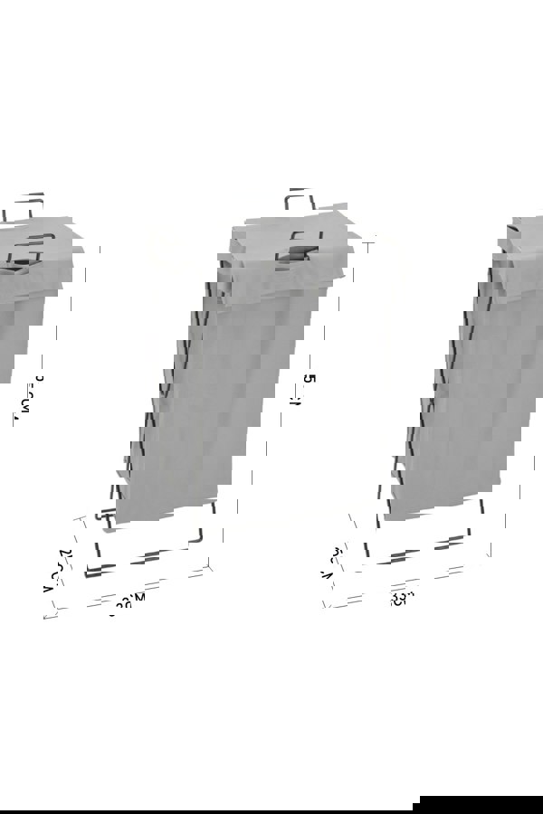 Living and Home Bathroom Collapsible PU Leather Laundry Hamper with Metal Frame Grey