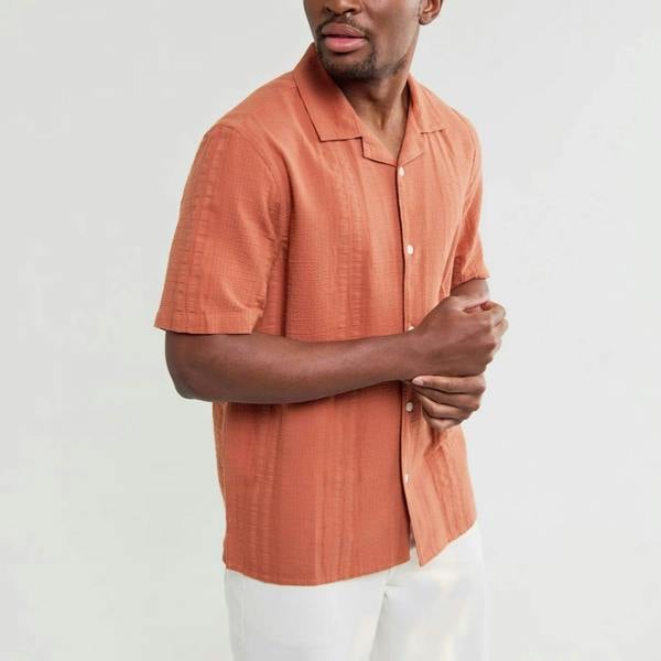 Wax London Didcot Double Weave Seersucker Short Sleeve Shirt