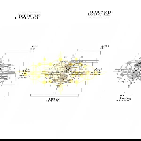 Cohen Art Deco Gold Wall Clock, Silent Clock, Horizontal Or Vertical with oak furniture land sideboard