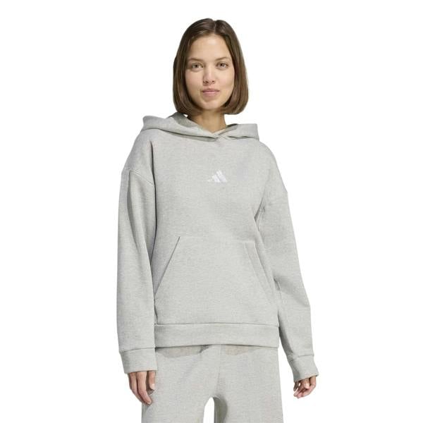 Adidas Womens/Ladies Glitter Logo Oversized Drawstring Hoodie - Silver - 