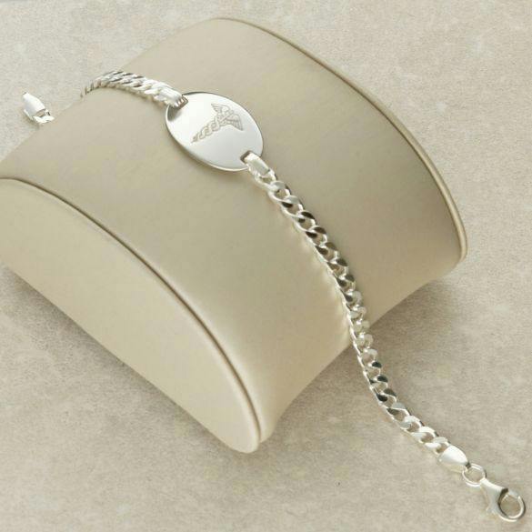 Christopher James of London Sterling Silver Ladies Medic ID Bracelet With Free Engraving
