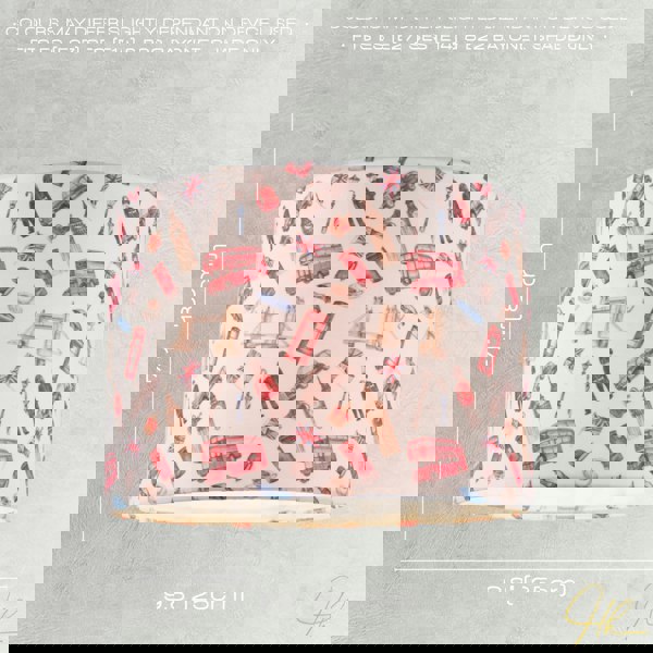 London Themed Cotton Lamp Shade with Red Buses Post Boxes Black Taxis Image 6