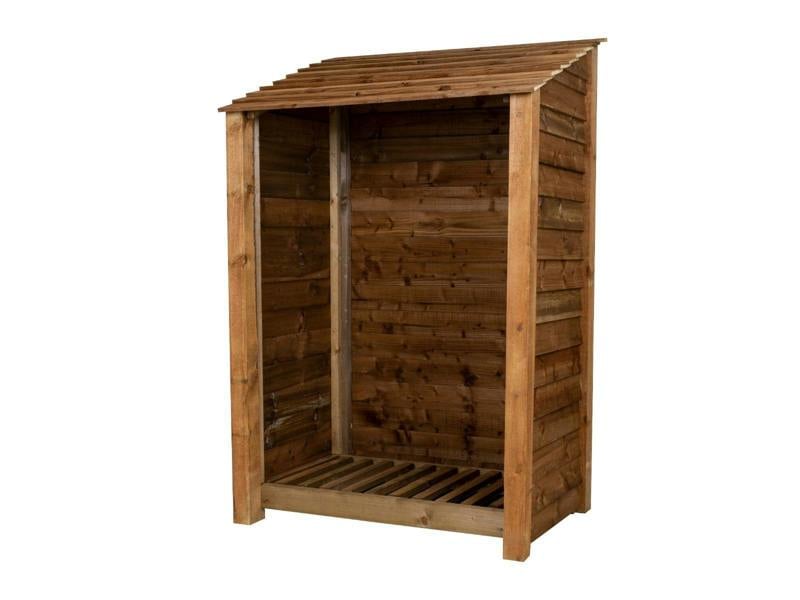 Arbor Garden Solutions Wooden Log Store W-119cm, H-126cm or 180cm, D-88cm - Brown Finish
