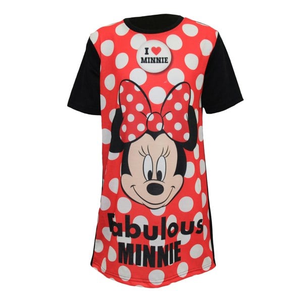 Disney Minnie Mouse Childrens Girls Fabulous Nightdress - Black/Red