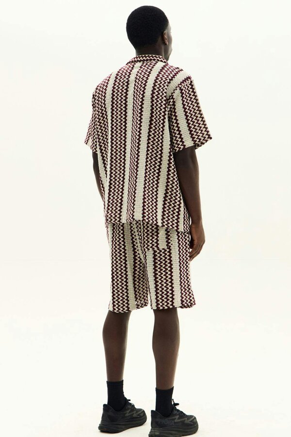 Men’s Crochet Texture Matching Shirt & Shorts Set – Boxy Fit | 100% Cotton