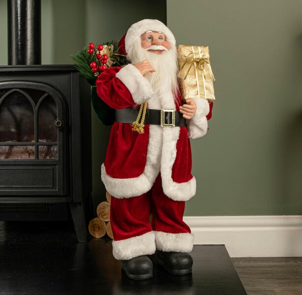Samuel Alexander 60cm Red Standing Santa with Gift Sack Christmas Indoor Decoration