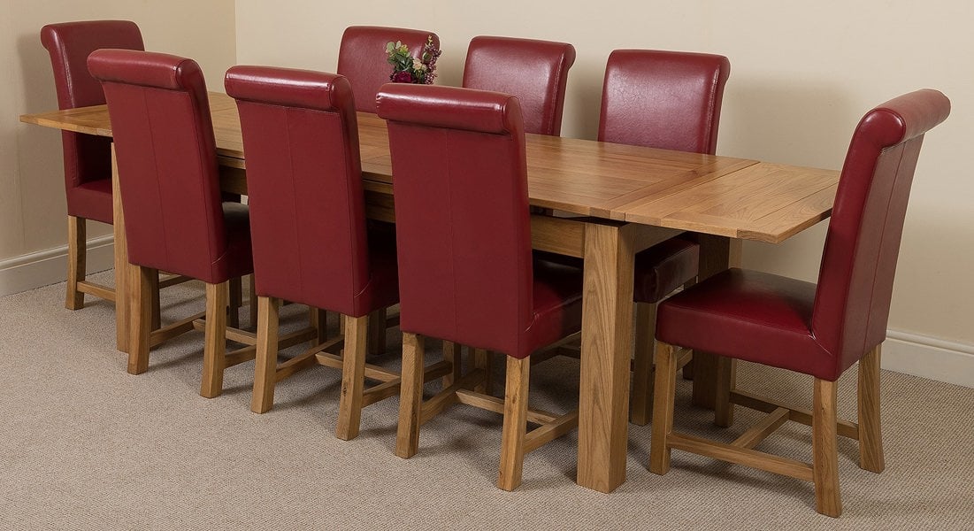 That's Furniture Richmond Large Oak Extending Dining Table with Washington Leather Chairs