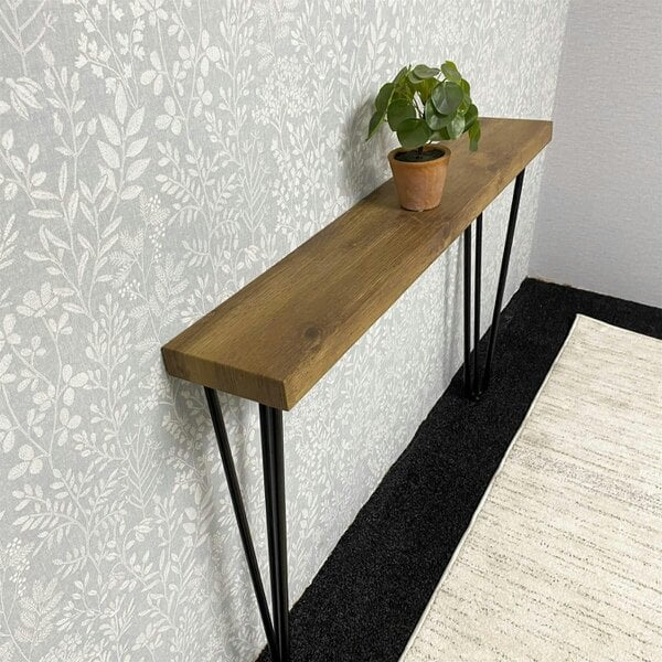 Kosy Koala Modern Side Console Table with Veneer Top and Iron Legs