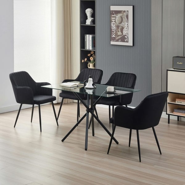 Indoor Living Miami Dining Table with 4 Charlotte Velvet Chairs