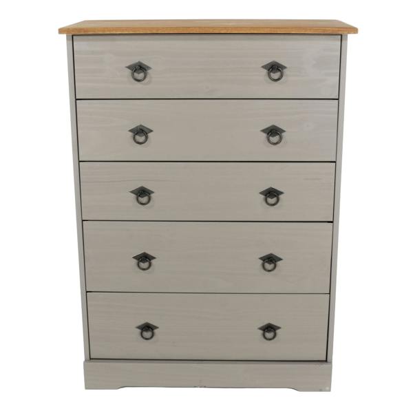 Core Products Corona Grey Modern 5-Drawer Chest of Drawers