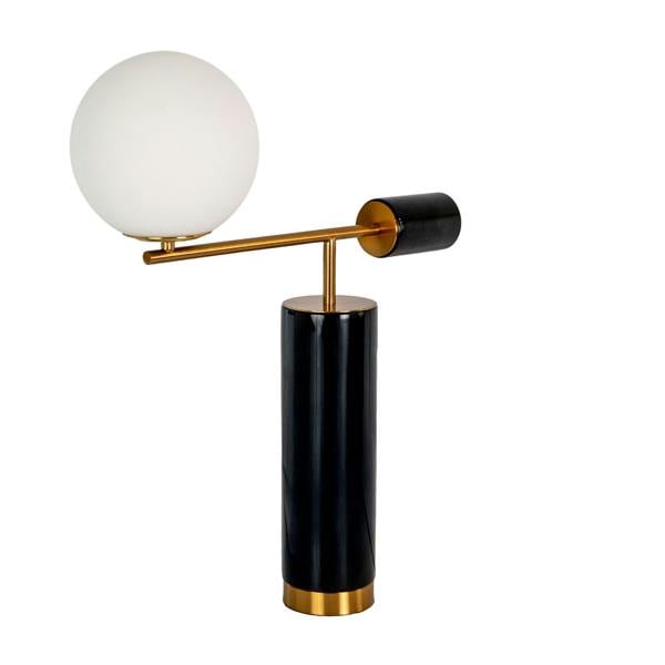 Angel Cerdá Table lamp in white glass, polished gold steel and porcelain marble base 8094