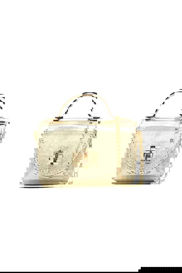 Pluspup Genuine Italian Leather Crossbody Bag with Chain Strap and Twist Lock Closure