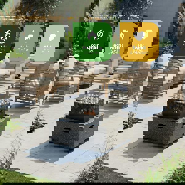 Gardenwize MGO Square Firepit BBQ – 2-in-1 Outdoor Fire Bowl with Grill