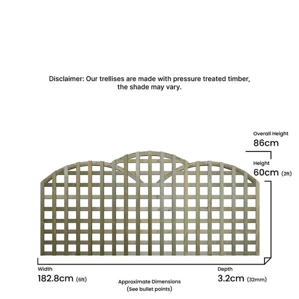 Premier Garden Supplies Privacy Triple Dome Top Fence Panel Topper 6ft x 1-5ft Garden Trellis Decorative Cloud Top Lattice Pergola Balcony Patio - Wood - 3, 4 or 5 - 5 Pack Height: 2ft x Width: 6ft (182.8cm) x 5 Pack