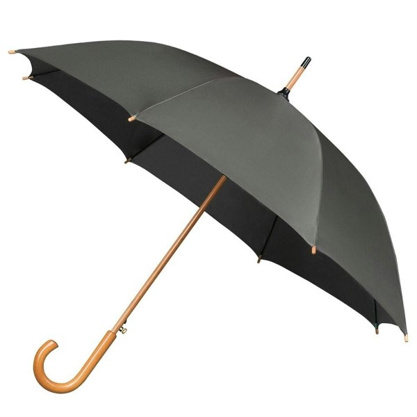 Grey Wood Stick Walking Umbrella Side Canopy