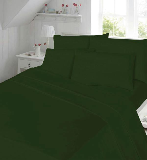Percale 16" Fitted Sheet - Green - Single