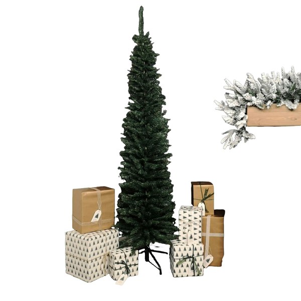 Samuel Alexander 6.5ft (2m) Pencil Style Slim Artificial Christmas Tree in Green
