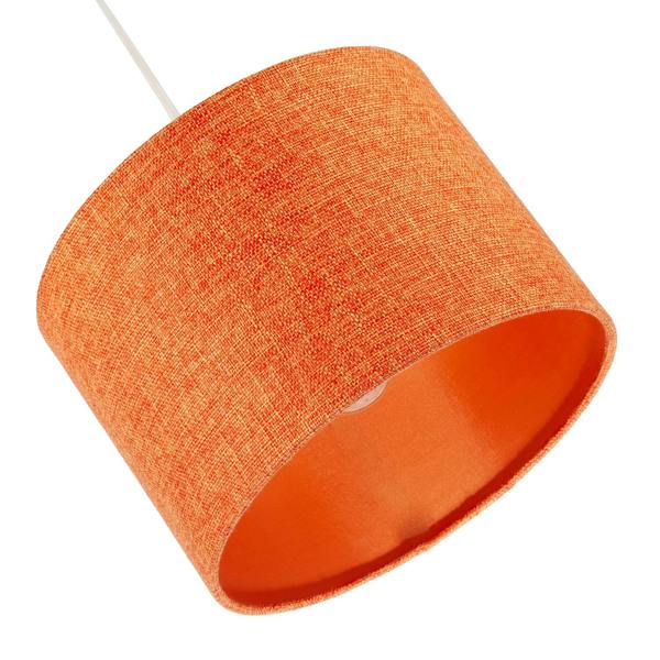 Contemporary and Sleek Orange Natural Linen Fabric Drum Lamp Shade Image 4