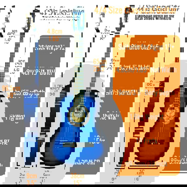 3rd Avenue Full Size Classical Guitar Pack Blueburst Classical Guitars#Colour_Blueburst