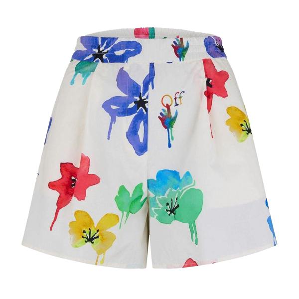 Off White Womens/Ladies Cotton Floral Shorts - Off White/Floral Print - 
