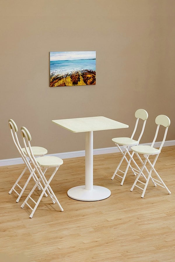 Living and Home 5-piece Set of Square Table & 4 Chairs Bistro Coffee Table Dining Furniture Set