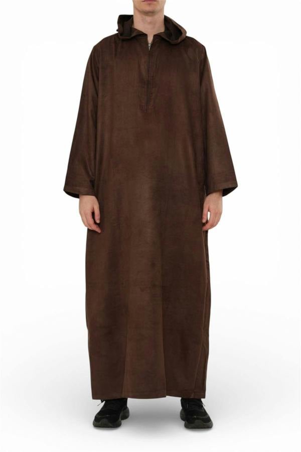 Infinity Leather Men's Hooded Eid Moroccan Jubba Robe Ramadan Eid Thobe - HM12
