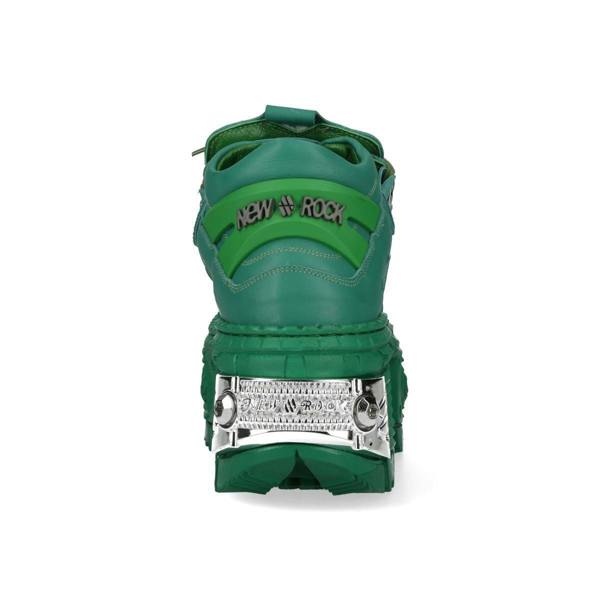 New Rock M-106WALL-C29 Metallic Green Leather Gothic Ankle Boots