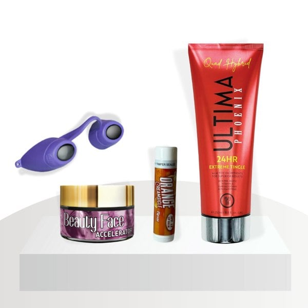Ultima Tingle Tanning Kit - Quad Hybrid Phoenix 24Hr Extreme Tingle, Goggles, Lip Balm & Face Pot