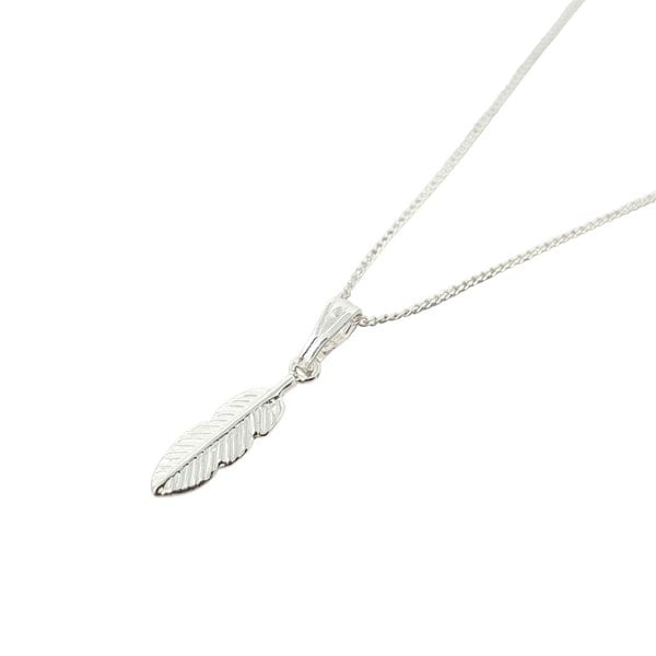 Small Feather Charm Sterling Silver Necklace