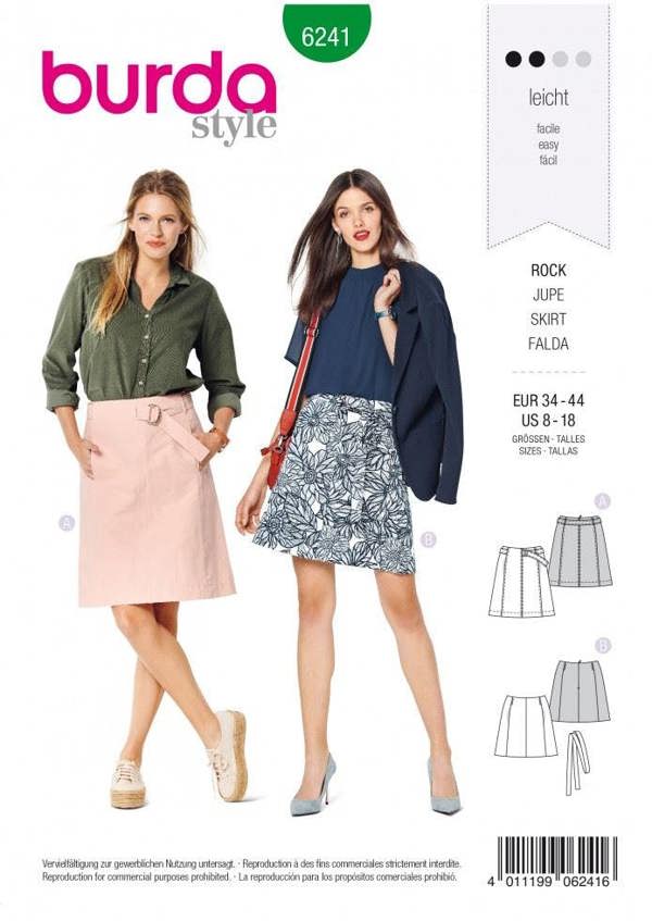 Burda Sewing Pattern 6241 Skirts For Women, Sizes 8-18 - Easy