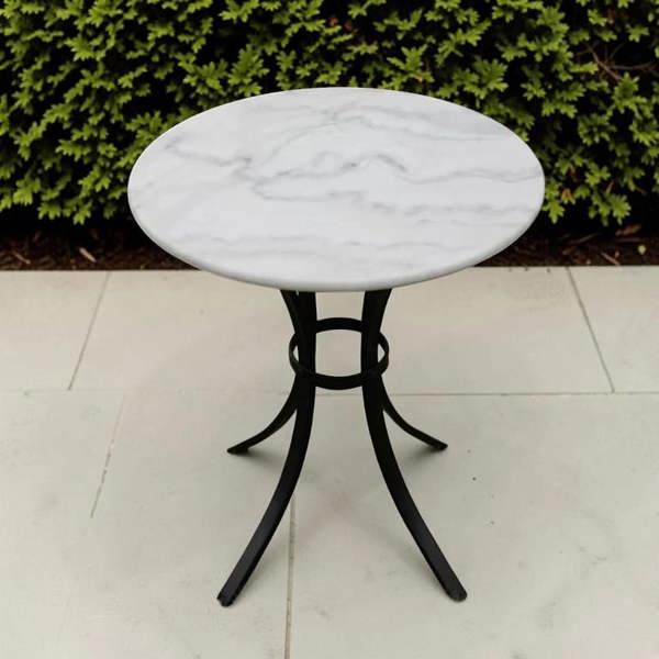 The Garden Marketplace Marble Top Bistro Table, 60cm Round Top with 20mm Marble