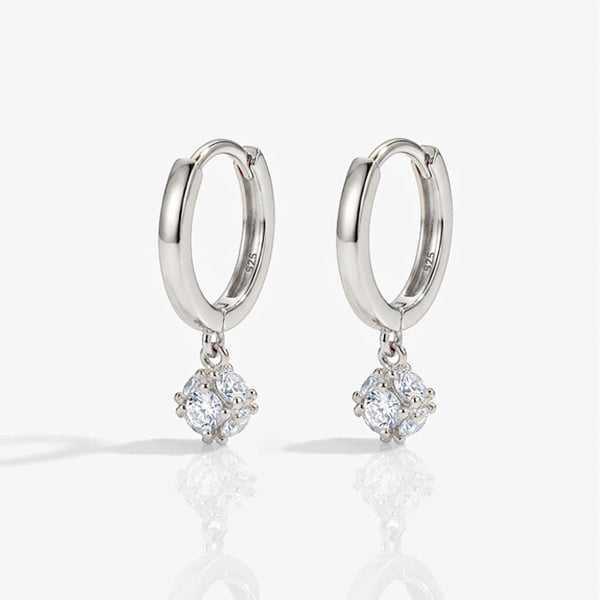 MUCHV Dainty Huggie Hoop Earrings With Round Stone