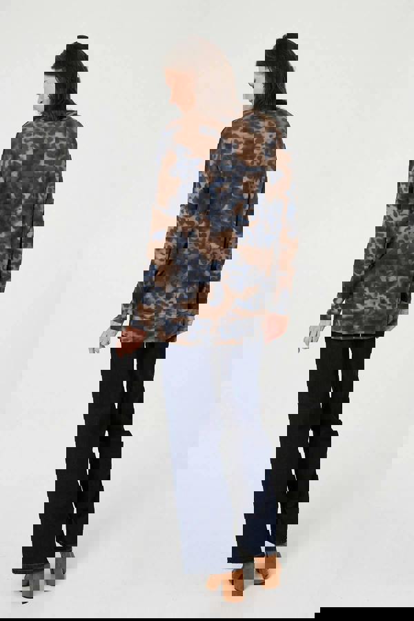 Blue | Animal Print Relaxed Long Sleeve Top