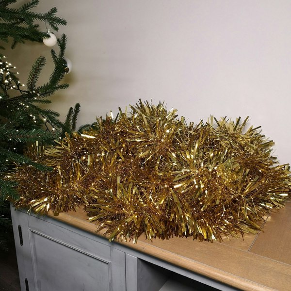 Samuel Alexander 10m (33ft) x 15cm Luxury Chunky Cut Tinsel Garland Christmas Tree Decoration - Gold