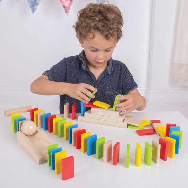 Bigjigs Toys Wooden Domino Run Game - Includes 110 Play Pieces