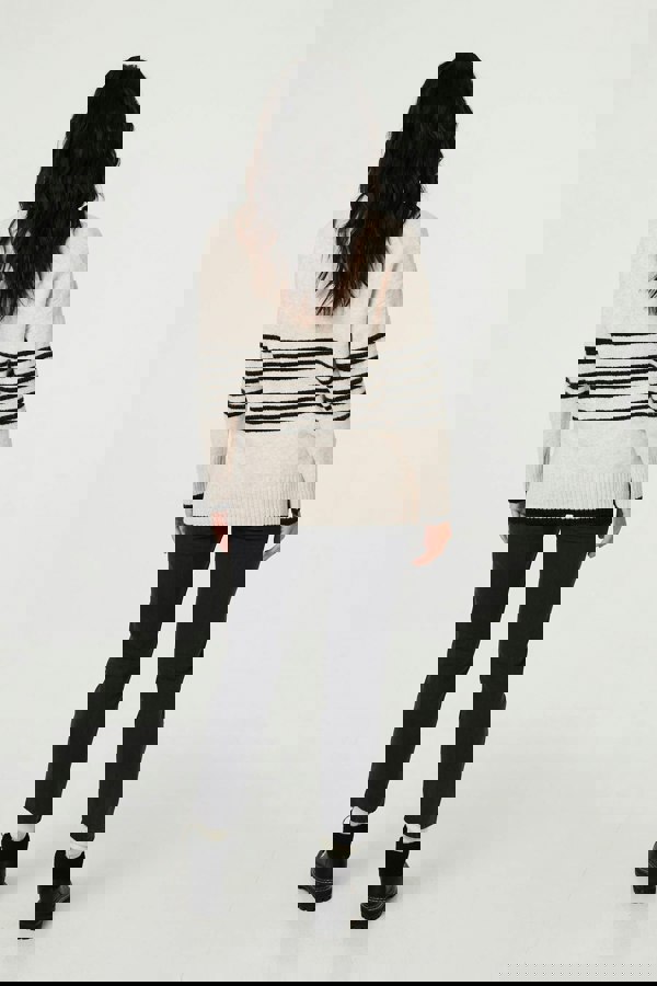 Cream | Striped Relaxed Long Sleeve Jumper